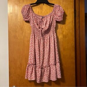 SHEIN Off Shoulder Pink Floral Dress